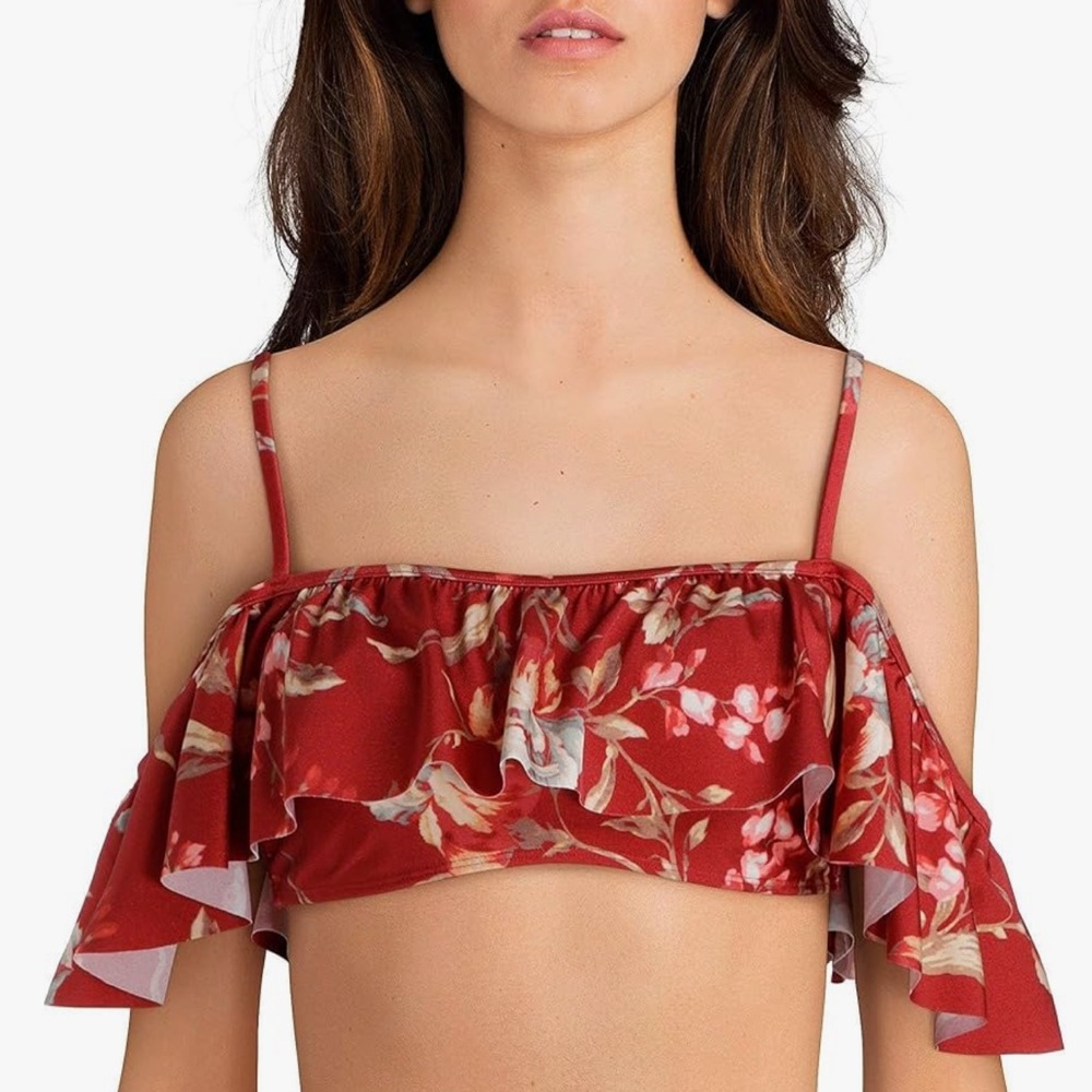 Chelsea & Violet Red Floral Bikini with Cutout Detail